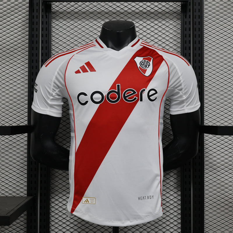 Camisa River Plate Home 2024/25 Jogador Adidas Masculino - Branca, Vermelha e Preta