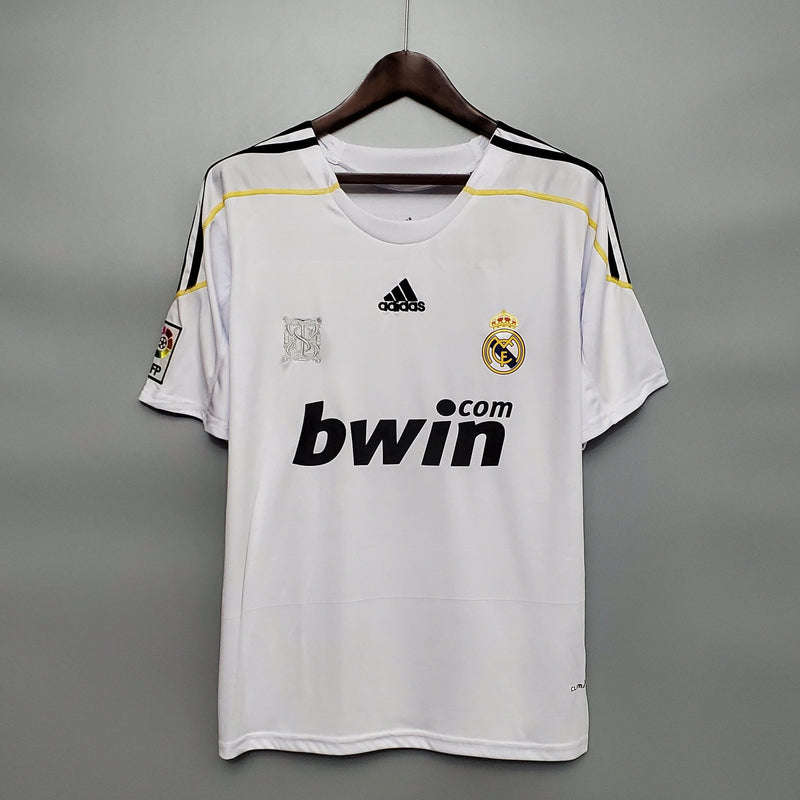 camisa-real-madrid-retrô-2009-2010-titular-I-manga-curta-gola-silk-bordado