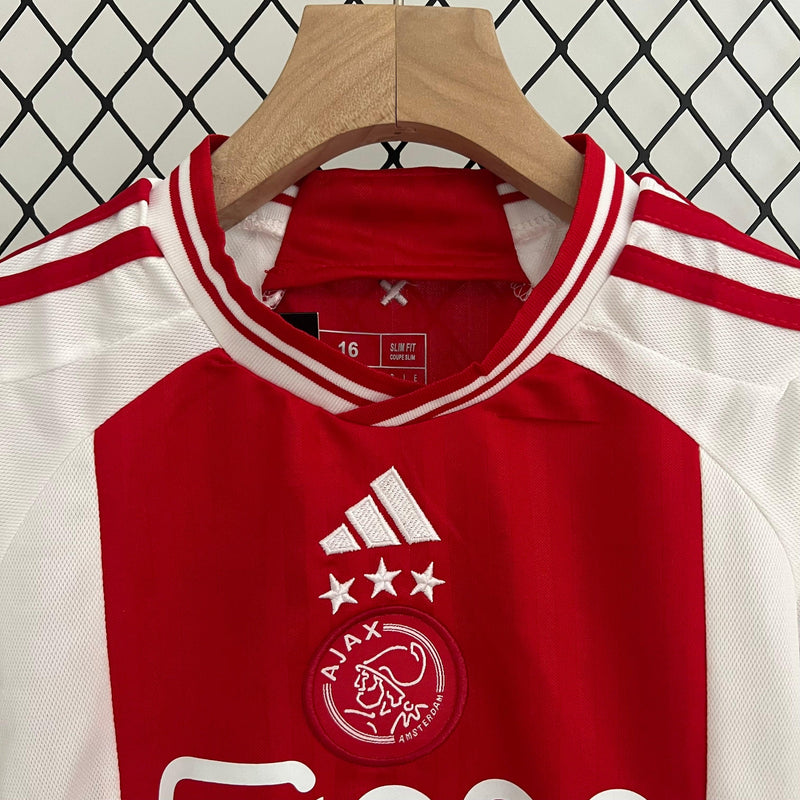 Conjunto Infantil Ajax I Home Adidas 23/24 Futebol - Vermelho e Branco