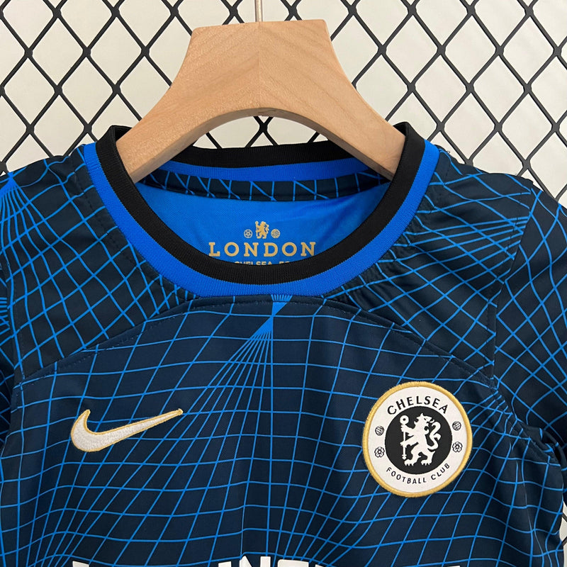 Conjunto Infantil Chelsea II Away Nike 23/24 Futebol - Azul e Preto