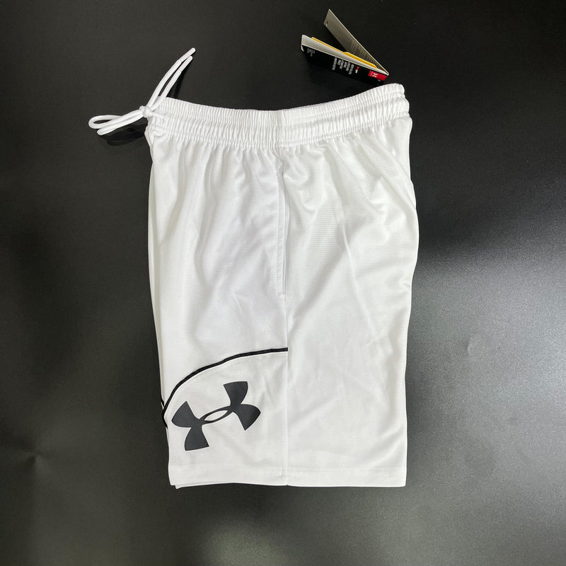 Shorts Esportivo Under Armour Academia Branco/Preto Com Bolso