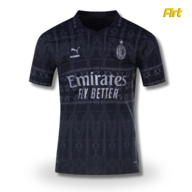 Camisa AC Milan Pleasures Puma Away 2023/24 - Versão Torcedor Preto, Cinza, Branco