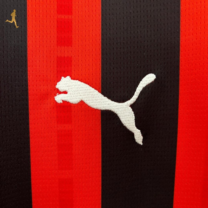 Camisa AC Milan I 2024/2025 Versão Torcedor Puma - Vermelho Preto