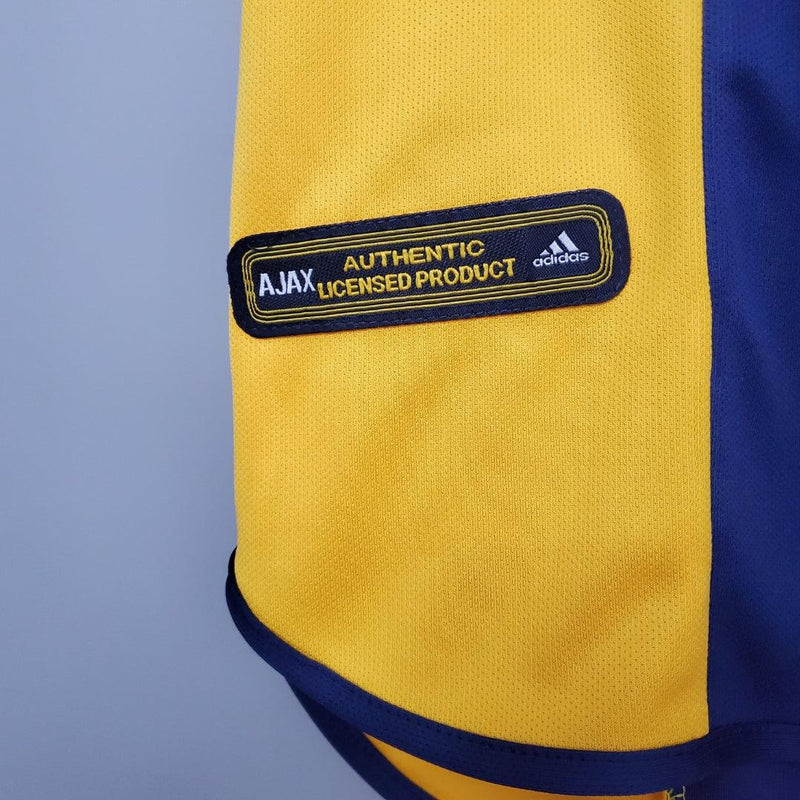 Camisa Ajax Reserva Away Adidas 2000/2001 Azul Amarelo Branco - Uniforme 2 Ajax away 00/01 - Retrô Gola Pólo