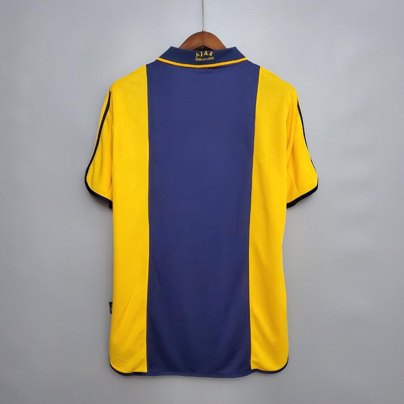 Camisa Ajax Reserva Away Adidas 2000/2001 Azul Amarelo Branco - Uniforme 2 Ajax away 00/01 - Retrô Gola Pólo