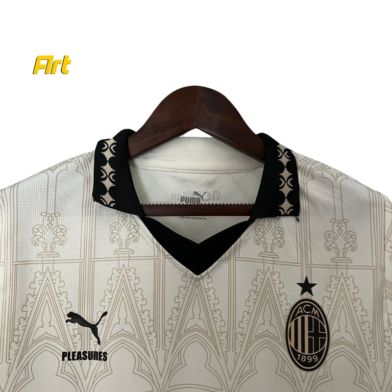 Camisa AC Milan Pleasures Puma Fourth 2023/24 - Versão Torcedor Bege