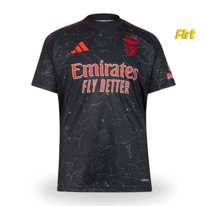 Camisa Benfica II Reserva 24/25 Versão Torcedor Preto Vermelho Visitante Away