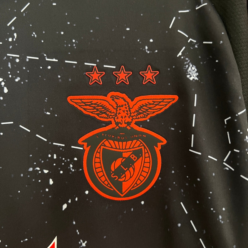 Camisa Benfica II Reserva 24/25 Versão Torcedor Preto Vermelho Visitante Away