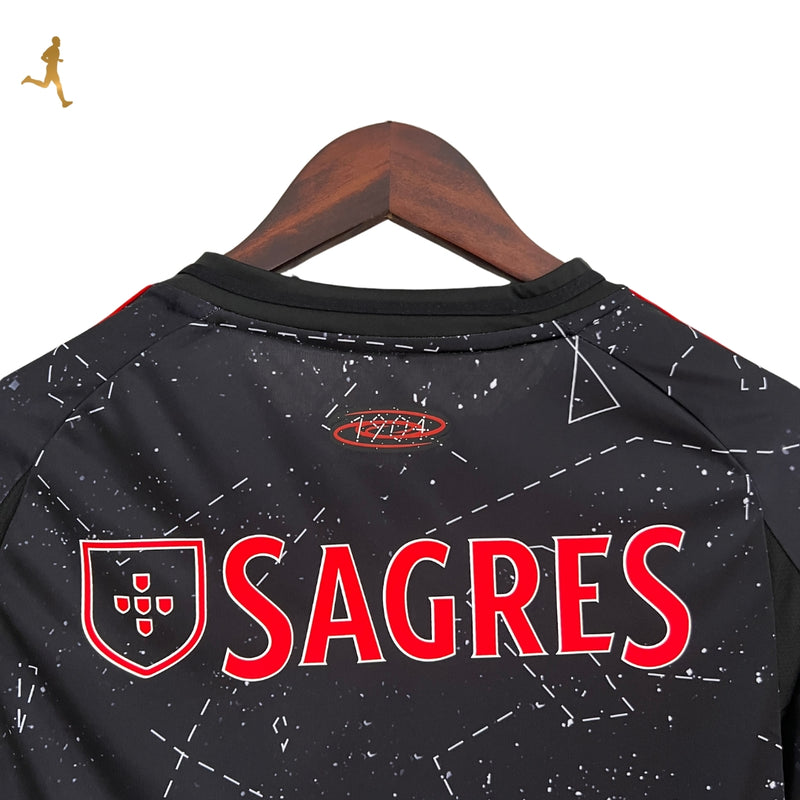 Camisa Benfica II Reserva 24/25 Versão Torcedor Preto Vermelho Visitante Away