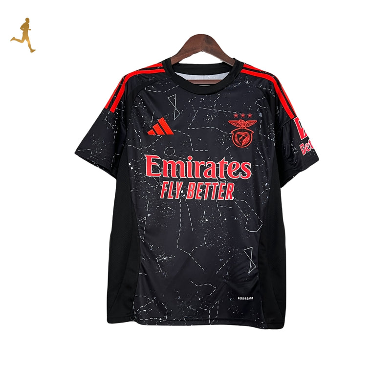 Camisa Benfica II Reserva 24/25 Versão Torcedor Preto Vermelho Visitante Away