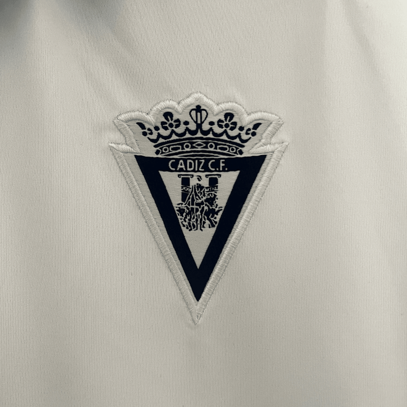 Camisa Visitante Cádiz Away Macron 2024/2025 - Versão Torcedor Branco, Azul Bebê, Preto