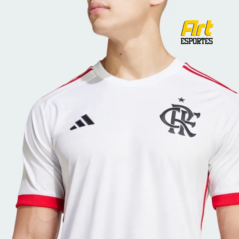 Camisa Flamengo II Masculina 24/2025 Adidas Versão Torcedor Branco Vermelho