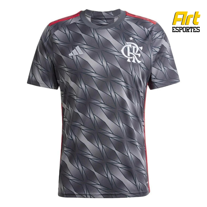 Camisa Flamengo III Masculina 24/2025 Adidas Versão Torcedor Cinza Preto