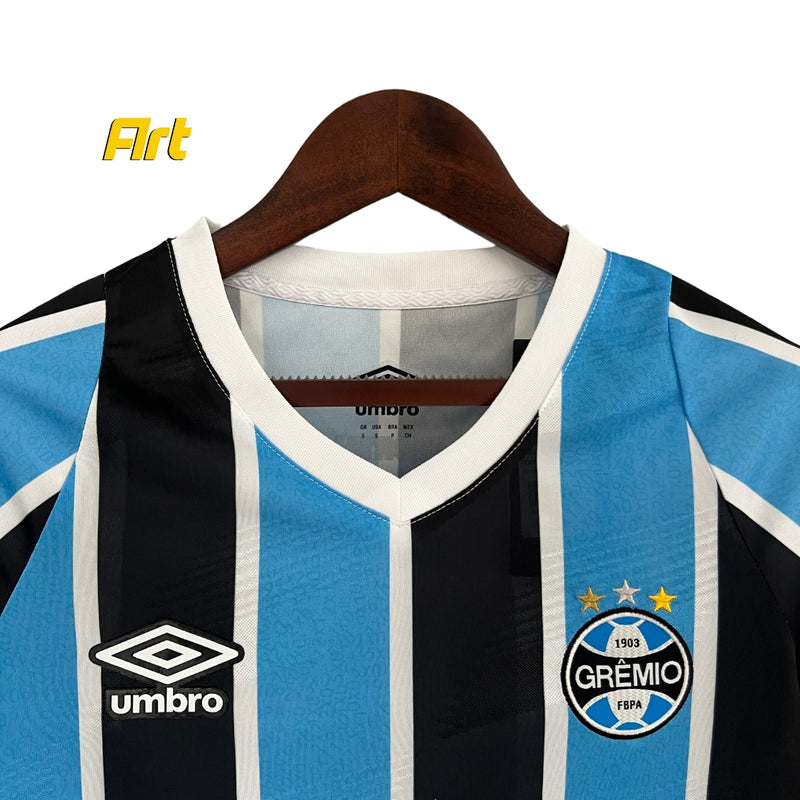 Camisa Grêmio I Feminino Umbro 24/25 - Versão Torcedor Azul e Preto