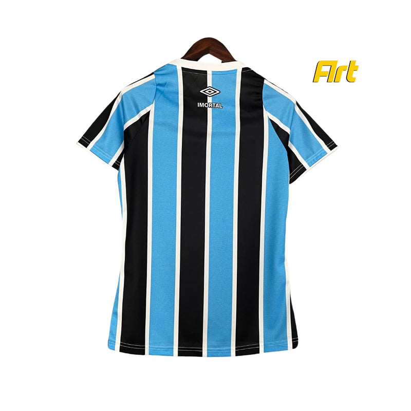 Camisa Grêmio I Feminino Umbro 24/25 - Versão Torcedor Azul e Preto