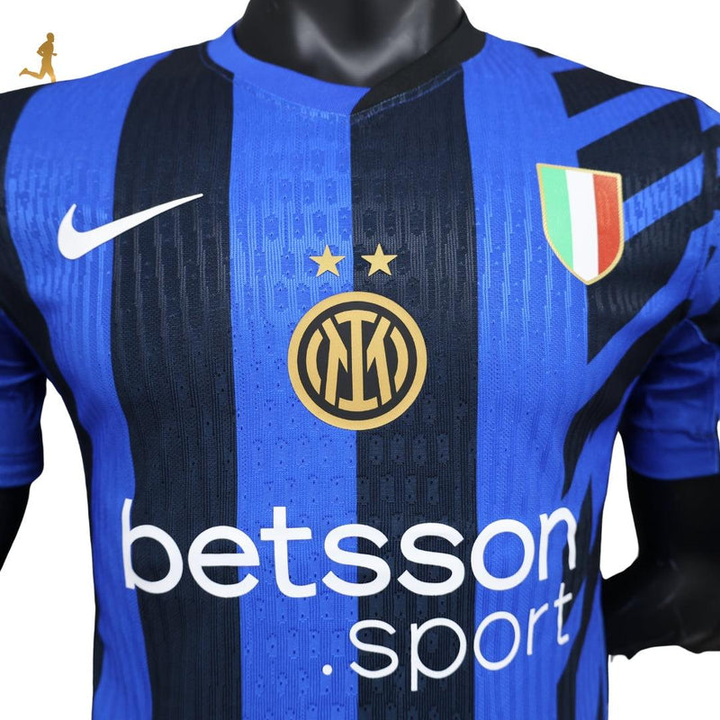 Camisa Inter de Milão I Home Titular 24/25 Betsson Versão Jogador Azul Preto Branco Nike Camisa da Inter 24/25