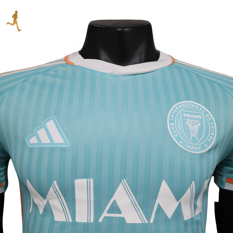 Camisa Inter Miami III 24/25 Adidas Versão Jogador Azul Celeste Branco Laranja Messi