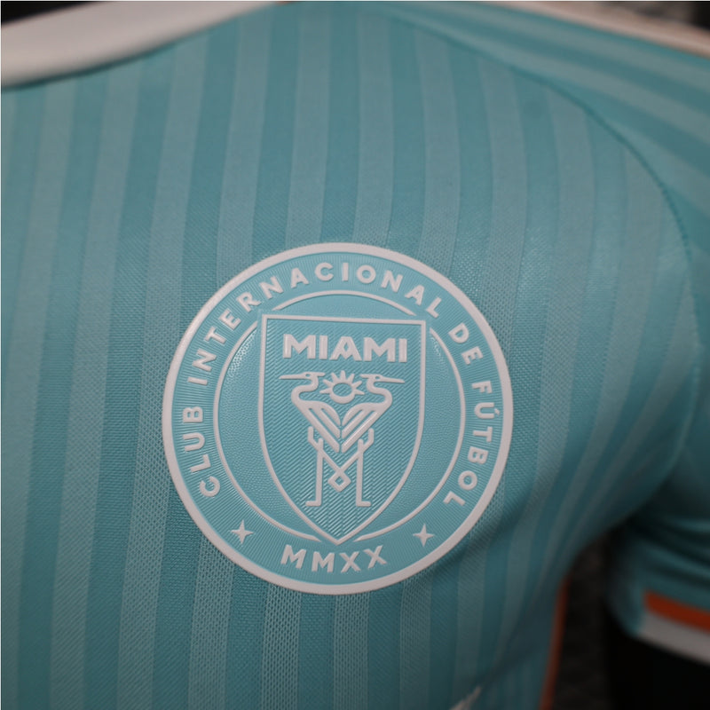 Camisa Inter Miami III 24/25 Adidas Versão Jogador Azul Celeste Branco Laranja Messi