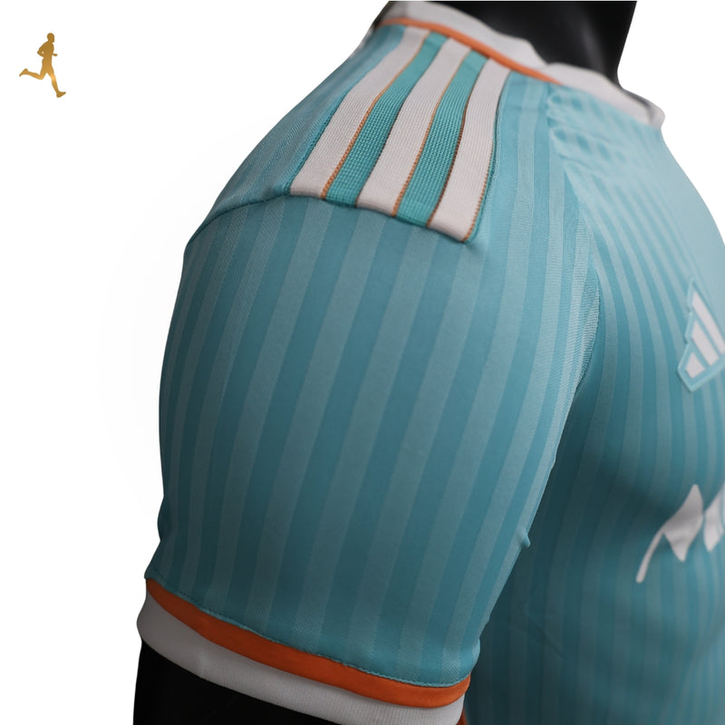 Camisa Inter Miami III 24/25 Adidas Versão Jogador Azul Celeste Branco Laranja Messi