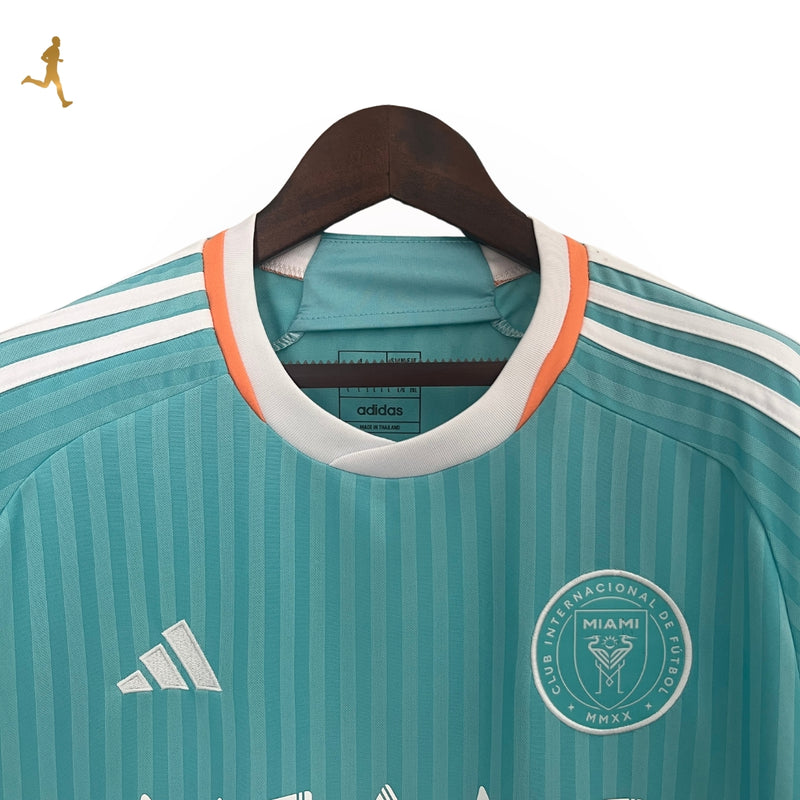 Camisa Inter Miami III Messi 24/2025 Adidas Versão Torcedor Verde Branco Laranja