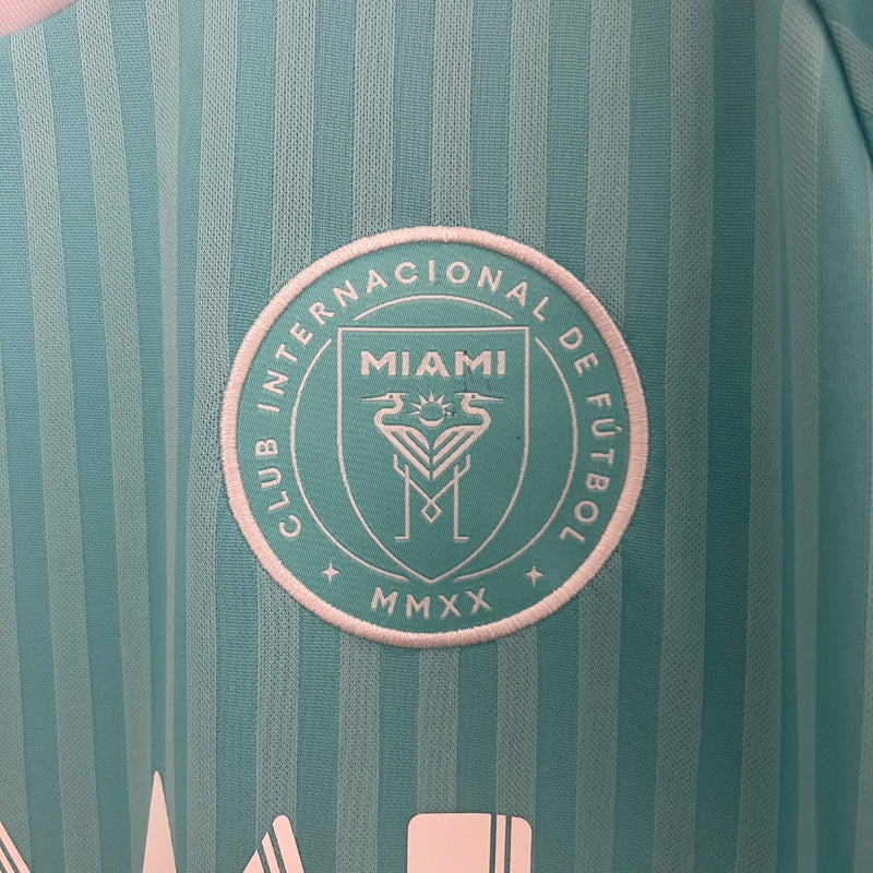 Camisa Inter Miami III Messi 24/2025 Adidas Versão Torcedor Verde Branco Laranja