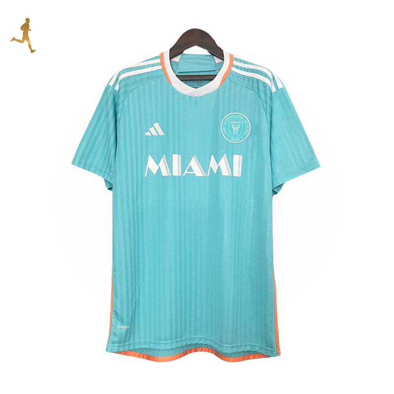 Camisa Inter Miami III Messi 24/2025 Adidas Versão Torcedor Verde Branco Laranja