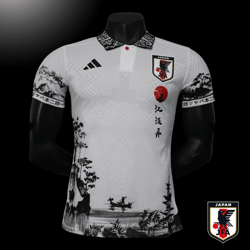 Camisa Japão Concept Versão Jogador 2023/24 - Branco, Preto, Vermelho - Seleção Japonesa Concept Adidas Gola Polo Preto e Branco