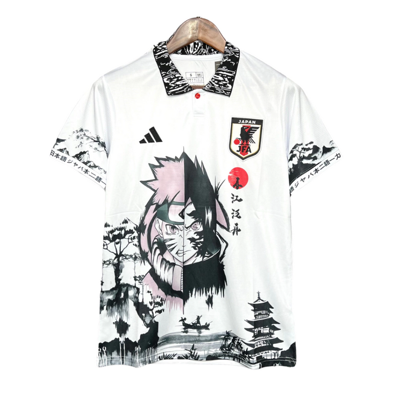 Camisa Japão Anime Naruto - Sasuke 24/25 - Torcedor Masculina - Branco com detalhes em Preto