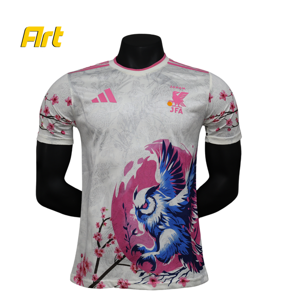 Camisa do Japão Edição Especial Coruja 2025 - Versão Jogador Branco Rosa
