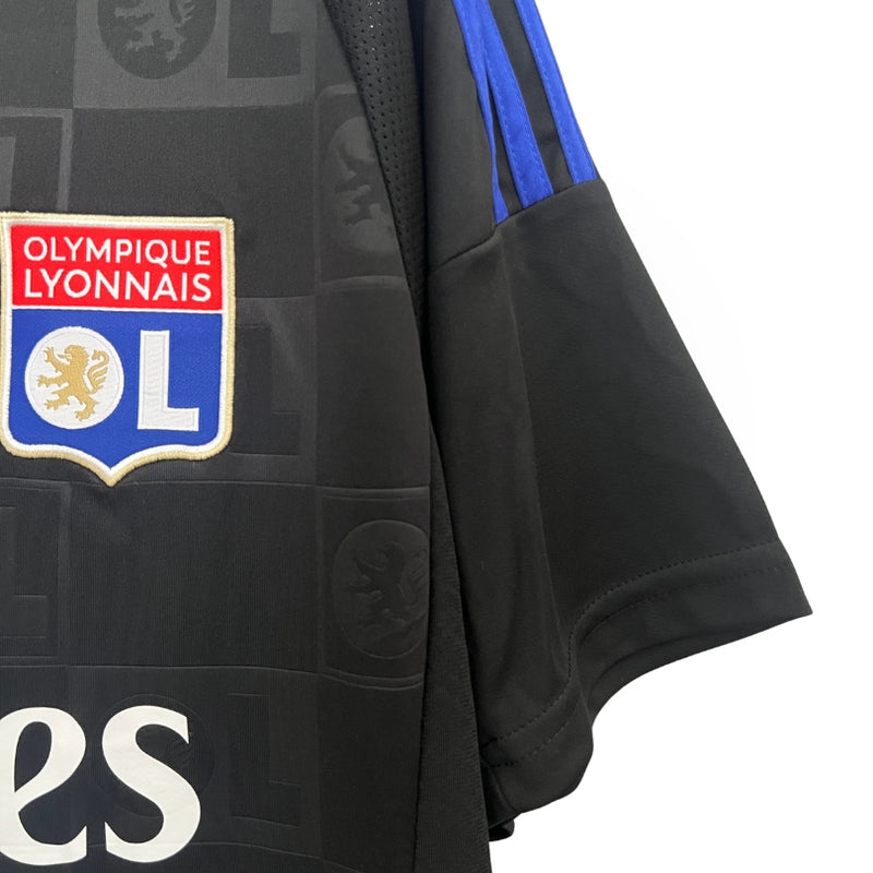 Camisa Lyon I Titular 24/25 Preta Branca Azul Vermelho - Versão Torcedor Home