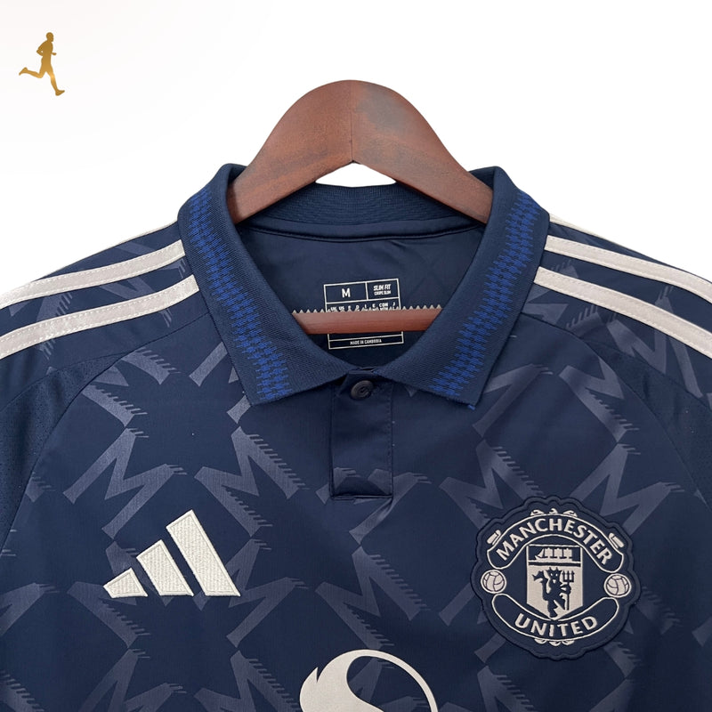 Camisa Manchester United II Reserva 24/25 Versão Torcedor Azul Preto Visitante Away