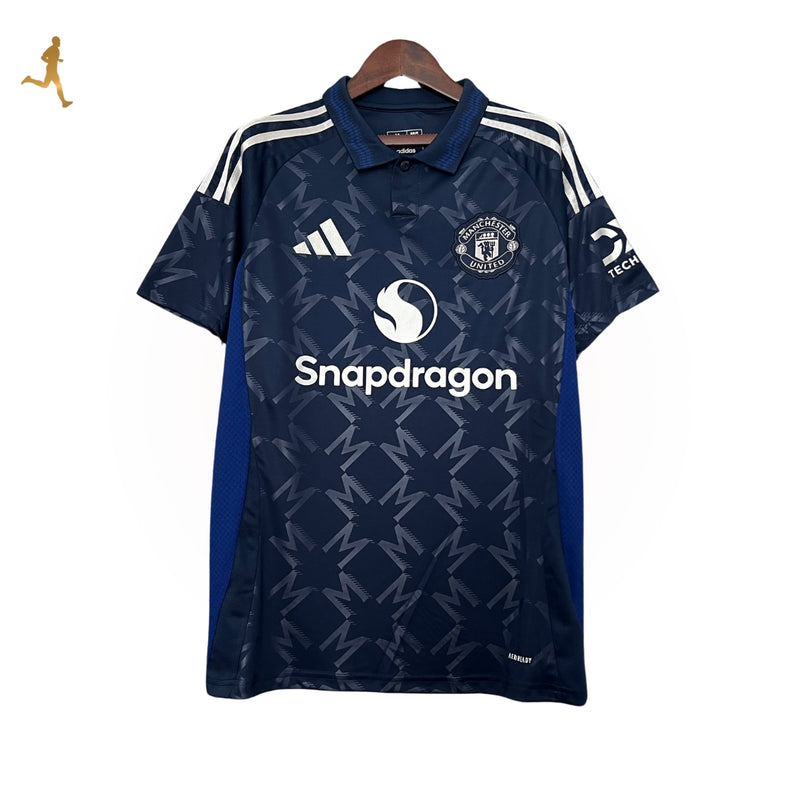 Camisa Manchester United II Reserva 24/25 Versão Torcedor Azul Preto Visitante Away