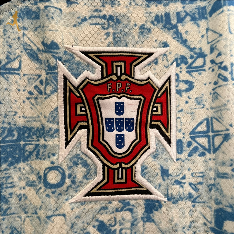 Camisa Portugal II Reserva Azulejo 24/25 - Visitante Azul Branco Versão Torcedor