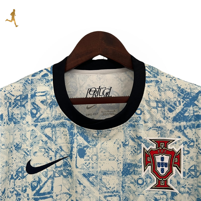 Camisa Portugal II Reserva Azulejo 24/25 - Visitante Azul Branco Versão Torcedor