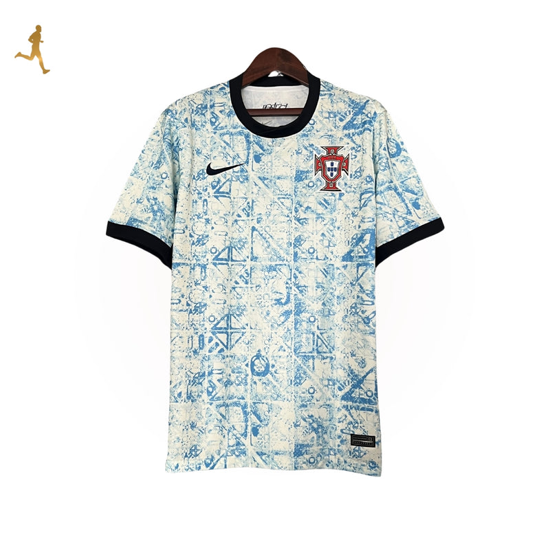 Camisa Portugal II Reserva Azulejo 24/25 - Visitante Azul Branco Versão Torcedor