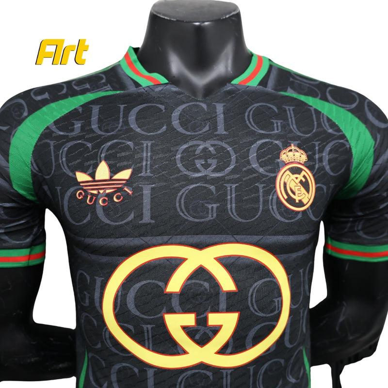 Camisa Real Madrid 24/25 Concept Gucci - Versão Jogador Preto