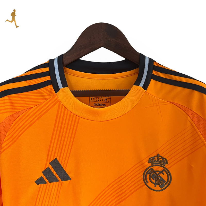 Camisa Real Madrid II  24/25 Adidas Versão Torcedor - Laranja e Preto