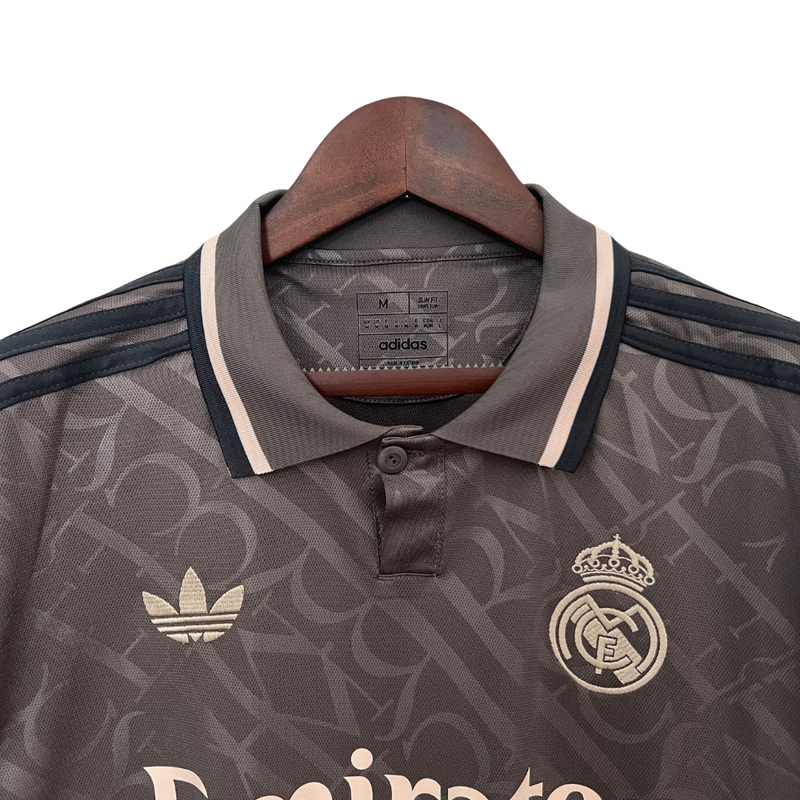 Camisa Real Madrid III 24/25 Adidas Versão Torcedor - Cinza Preto