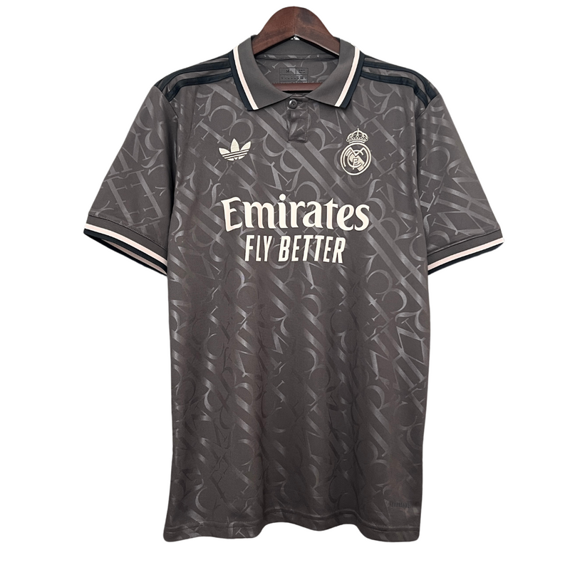 Camisa Real Madrid III 24/25 Adidas Versão Torcedor - Cinza Preto