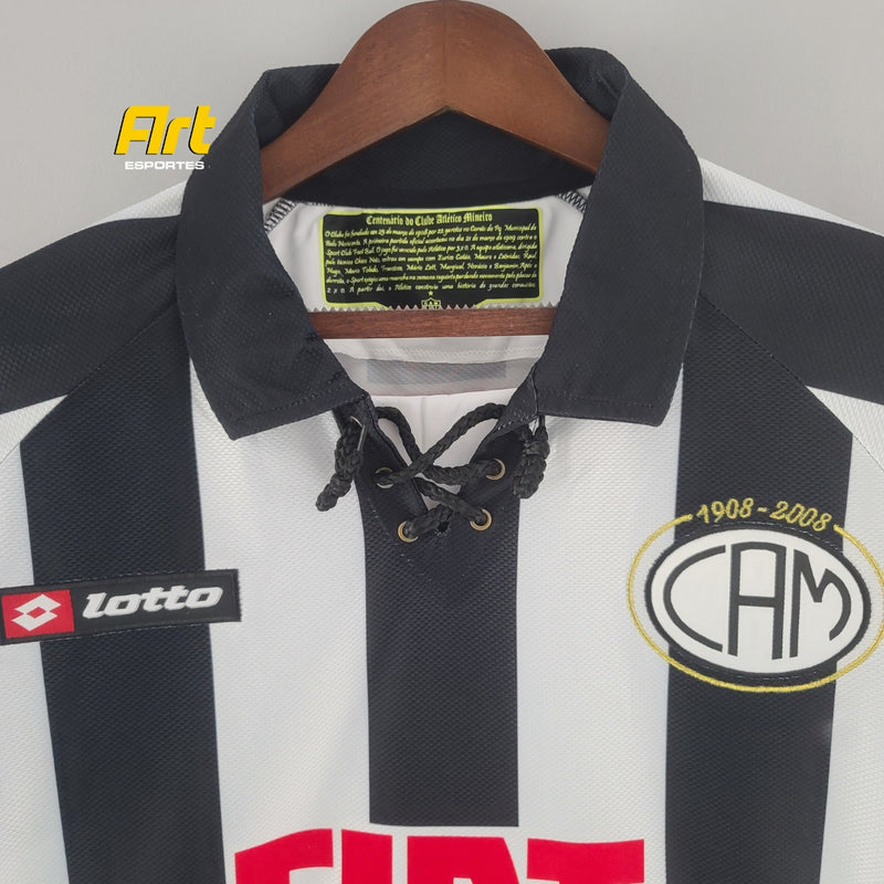 Camisa Atlético Mineiro Home Retrô 2008 - Lotto Preto e Branco