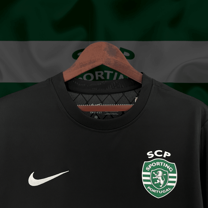 Camisa Sporting Lisboa Away Nike - Versão Torcedor 23/24 Preto Verde Branca