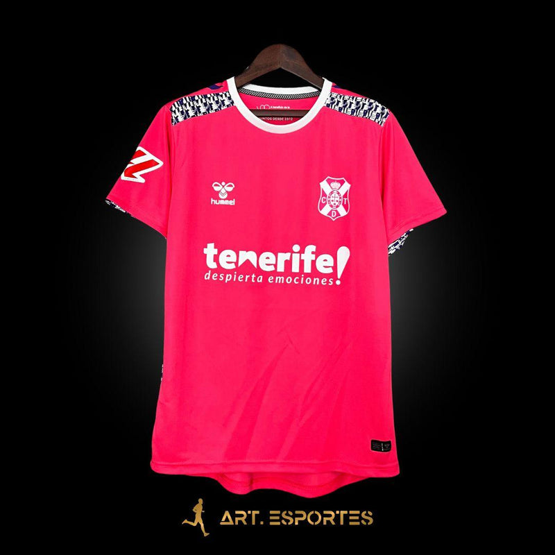 Camisa Tenerife Third Away 24/25 - Versão Torcedor Rosa Branco Preto - Hummel