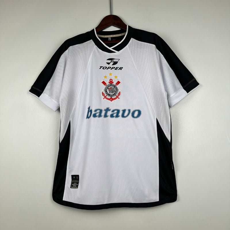 Camisa Corinthians I 2000 - Topper Retrô Branco Preto Batavo