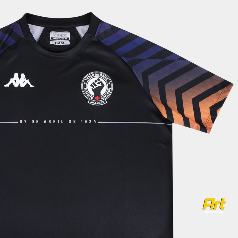 Camisa Vasco da Gama Aquecimento Masculina Kappa 24/25 - Versão Torcedor Preto