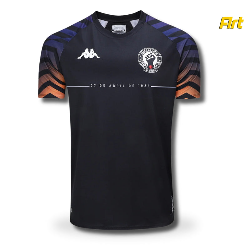 Camisa Vasco da Gama Aquecimento Masculina Kappa 24/25 - Versão Torcedor Preto