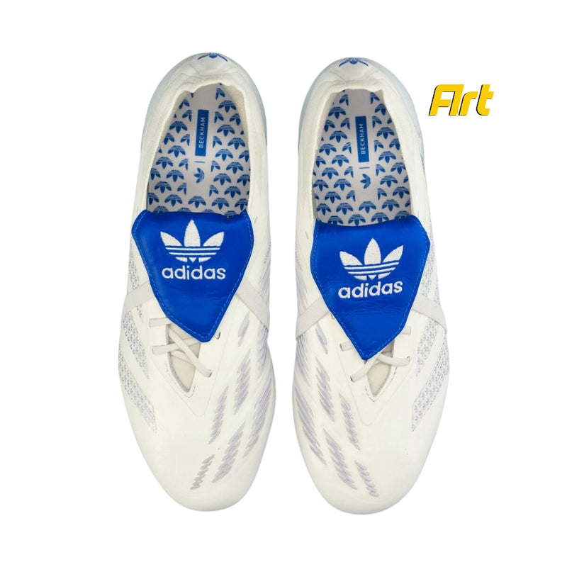 Chuteira Adidas Predator David Beckham - Branca Azul 30° Aniversário Predator Trefoil