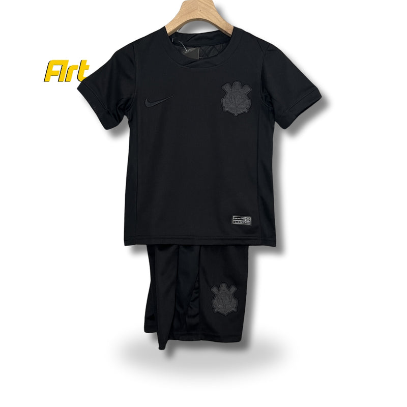 Conjunto Corinthians II Infantil Nike 24/25 Futebol - Preto All Black