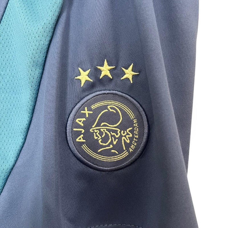 Conjunto Infantil Ajax Titular 24/25 Versão Torcedor Azul Amarelo Branco - Adidas