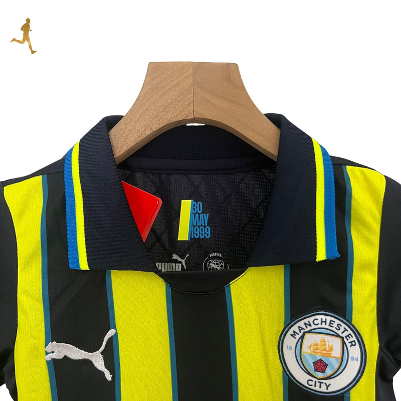 Conjunto Manchester City II Infantil Puma 24-25 - Amarelo Preto Azul