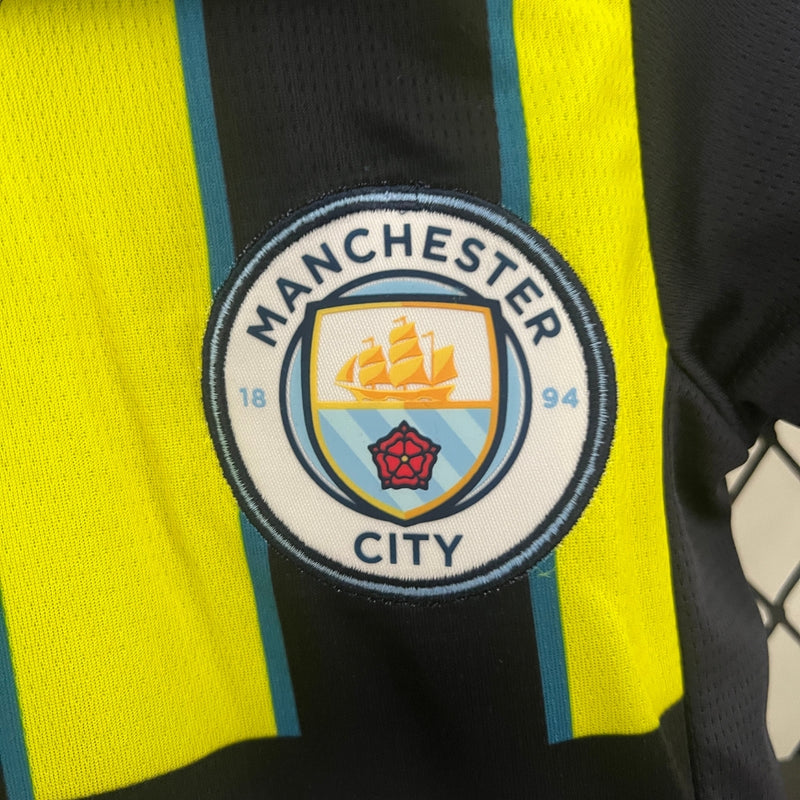 Conjunto Manchester City II Infantil Puma 24-25 - Amarelo Preto Azul